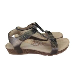 Aetrex Lori Sandals Women's Gold Metallic‎ T-Strap Cork Comfort Size 10 EU 41